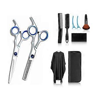 10pcs Ciseaux de coupe de cheveux Kit d’amincissement Garniture en acier inoxydable Ciseaux de coiffure professionnels Ensemble BleuYMMR)