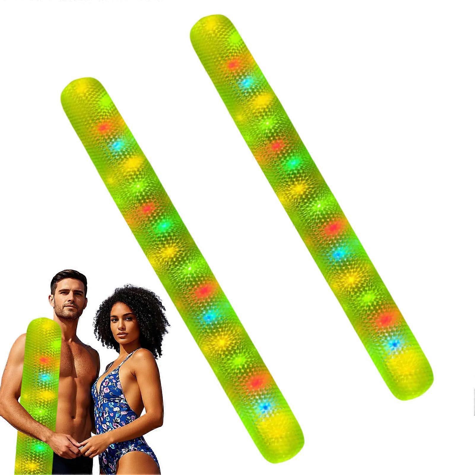 Inflatable Pool Noodles 2-Pack With Built-In Colourful Light 2 Inflatable Swimming Sticks For Pool Water Games Green