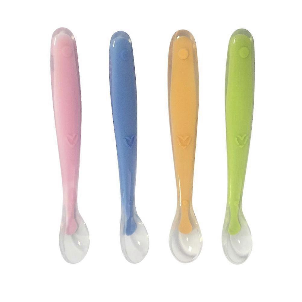 Baby Weaning Cutlery Silicone Tableware Avoid Over-Feeding Green 4Pcs
