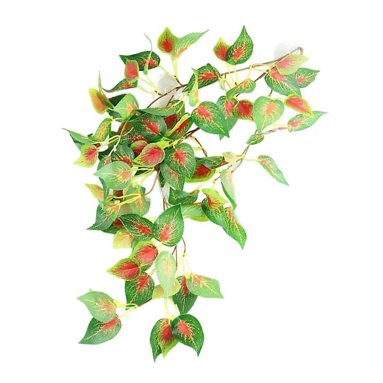 Reptil Rattan Artificial Plants for Terrariums and Aquariums, Silk Green Decoration for Gecko and Snake Tanks