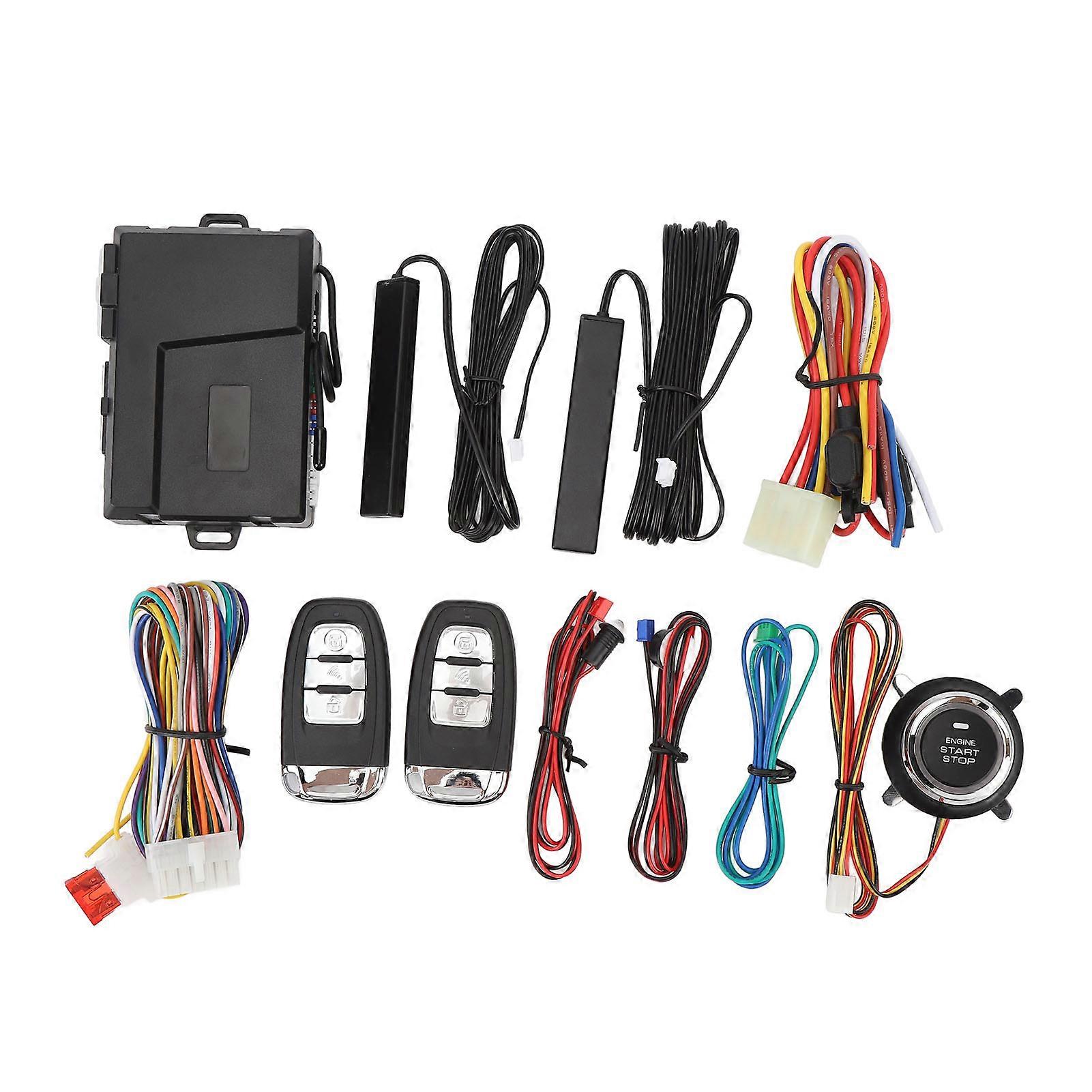 Keyless Entry Car Alarm System Enhanced Safety Push Start Button Remote Start System Kit for 12V Fuel Cars