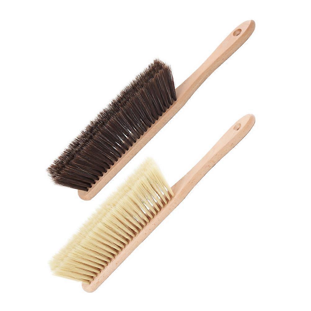 2pcs Household Carpet Brush Dust Clean Tool with Wood Handle and Soft Bristles for Bed