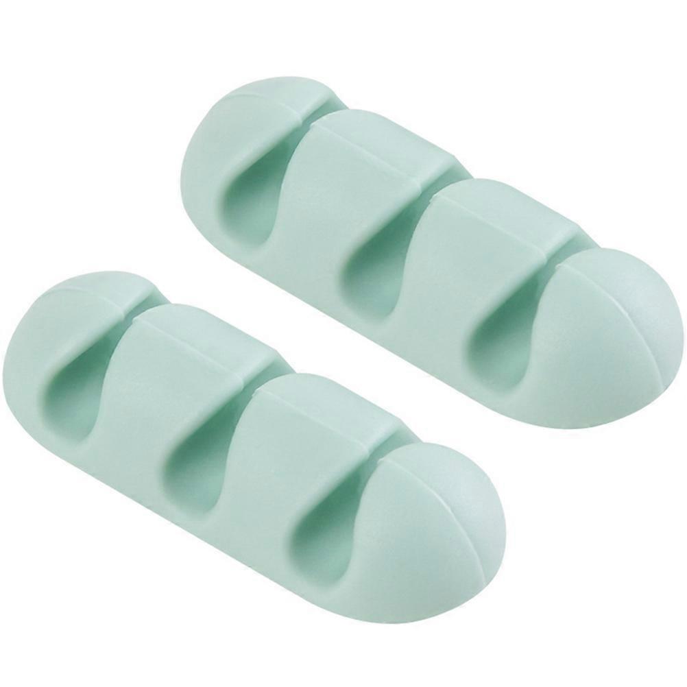 Durable Light Green Silicone Cable Holder Clips for Organizing Cables and Wires Ideal for Desktop and Home 6PCS