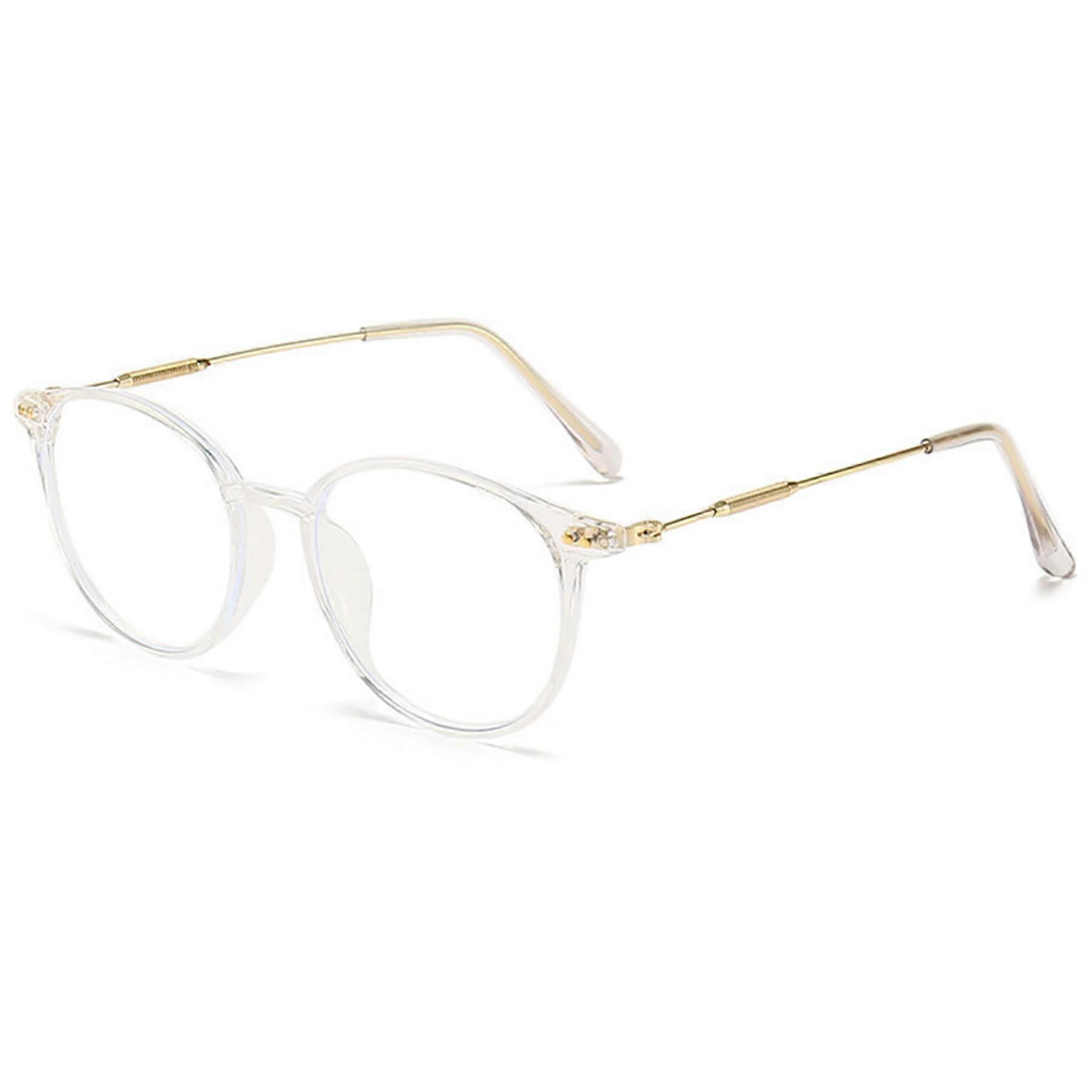 Progressive multifocal reading glasses, round blue lightblocking, UV400 (Color: Clear, Size: 3.5x)