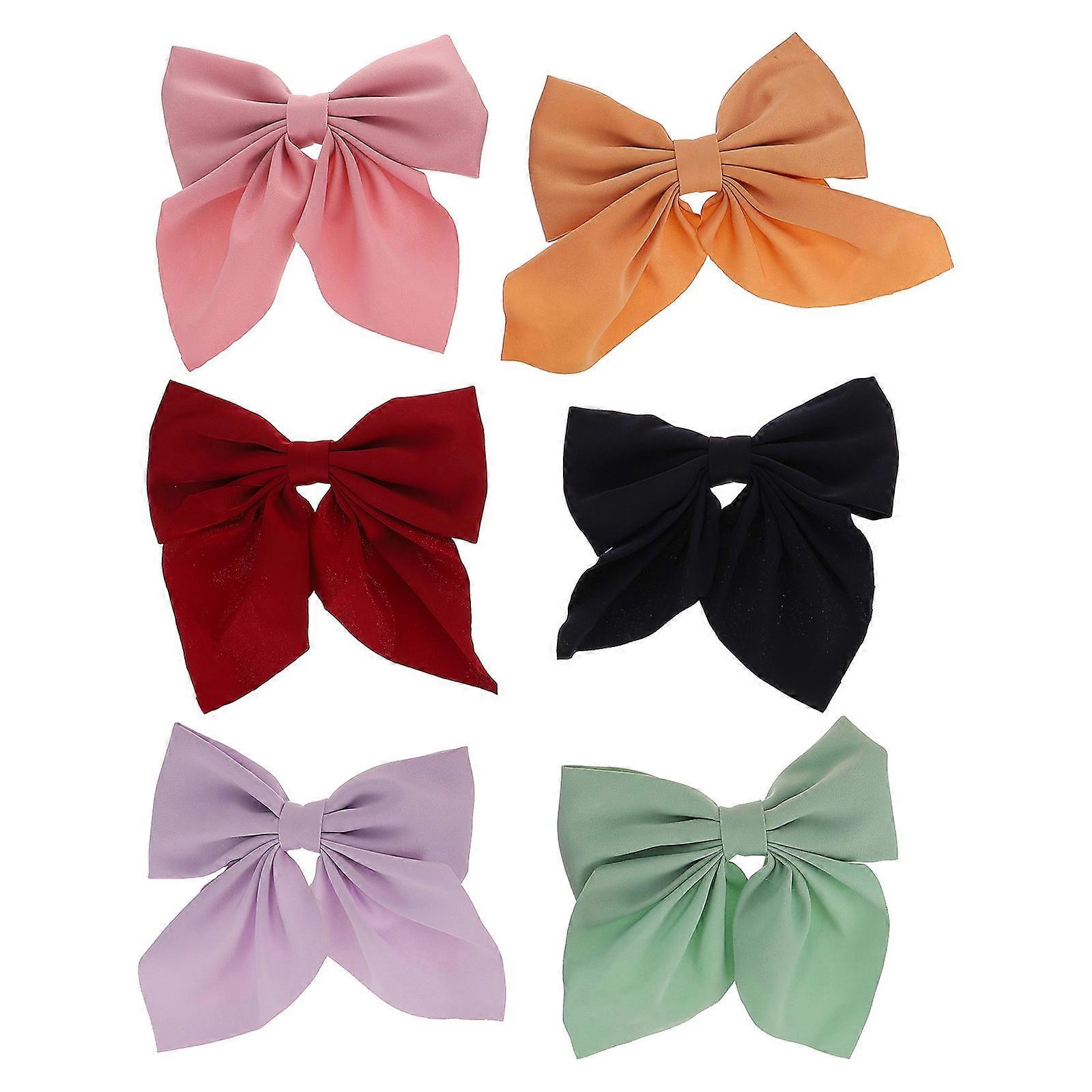 6pcs Hair Bow Clips Set, Duckbill Barrettes for Women & Teens, Durable Styling Accessories for Elegant Hairstyles & Daily Wear