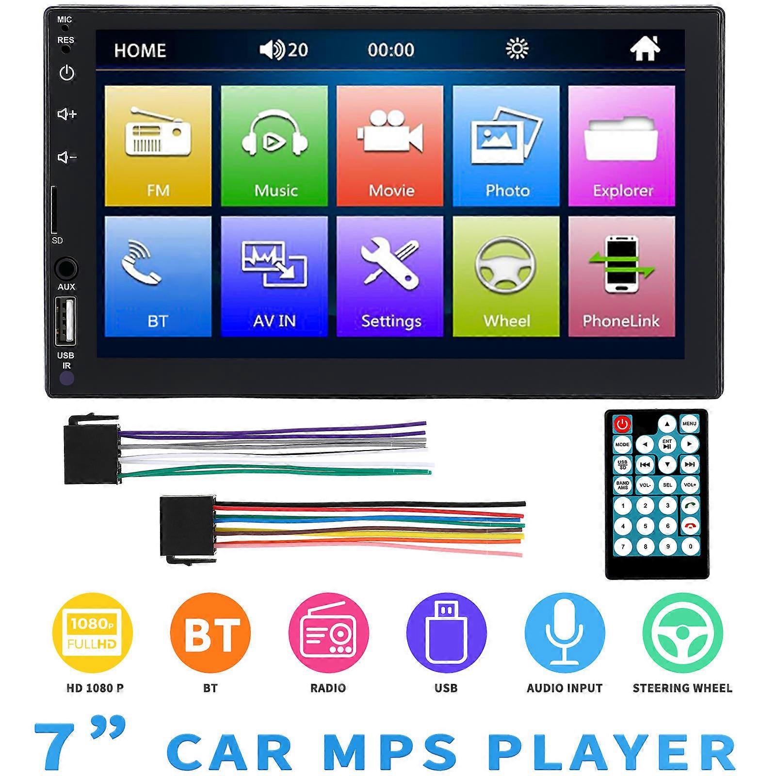 Car Stereo With Speakers 7 Inch Video and Audio Player For Driving Black Metal Video Playback 1 Set