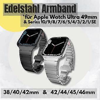 Ruostumattomasta teräksestä valmistettu rannekoru Apple Watch ULTRA Titan 10 9 8 7 6-1 ✅ SE 38 - 49mm metalli 38/40/41/42mm (Watch10) vaihtolinkki 2 x