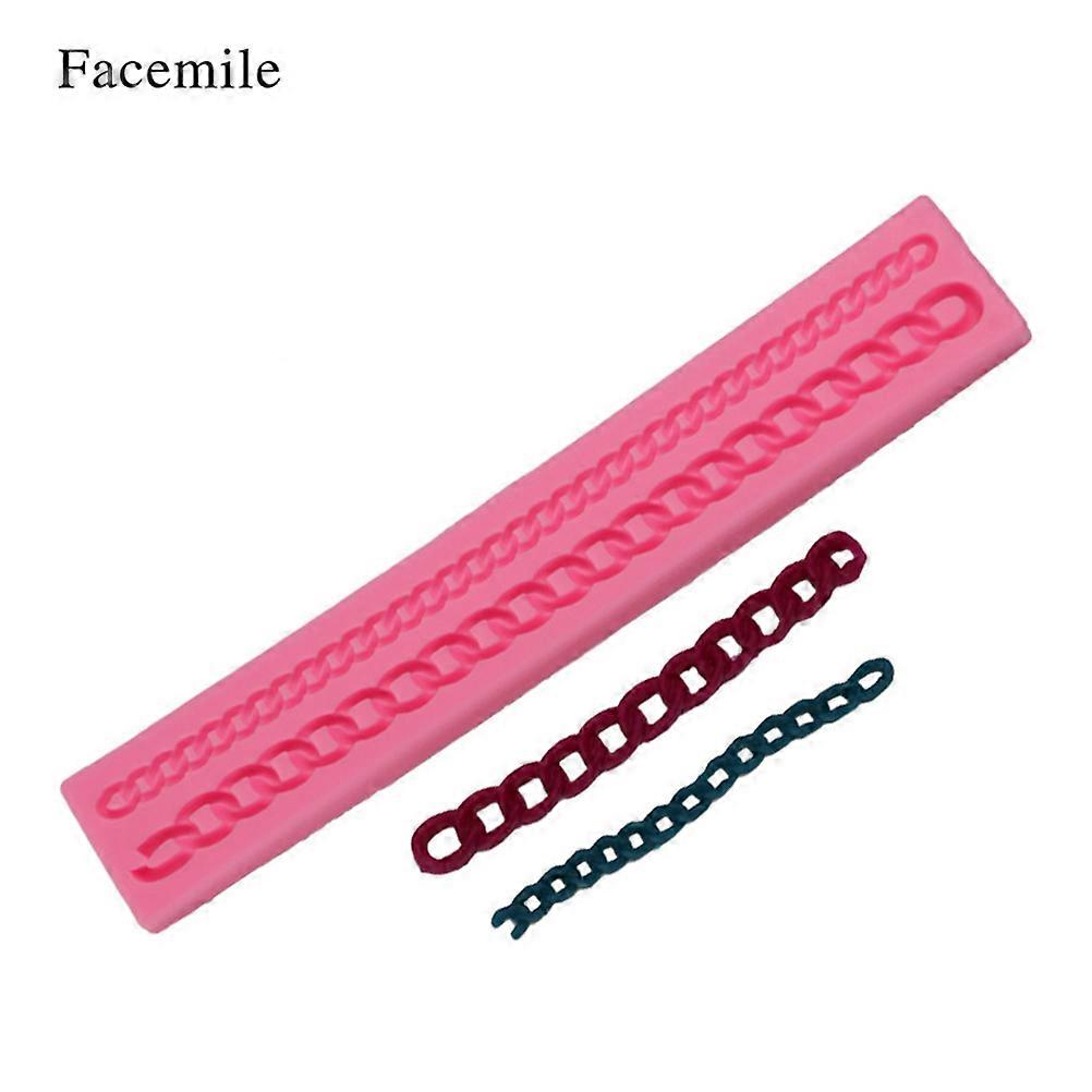 Fondant Molds Silicone Chain Border Baking Tools Pink 26x2.5x2cm Non-Stick Flexible 1Set
