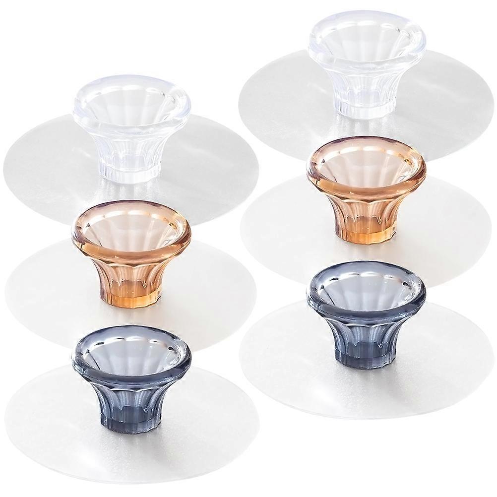Cabinet Handles Stick On Transparent White for Home Decoration 6Pcs