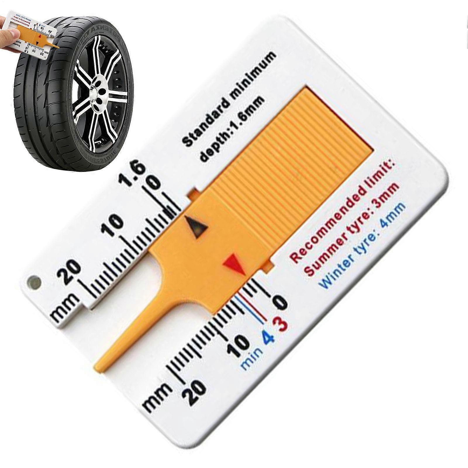Tire tread depth gauge  Manual reader, Automotive grip tool  Wheel thickness, Compact instrument, Car maintenance caliper, Yellow