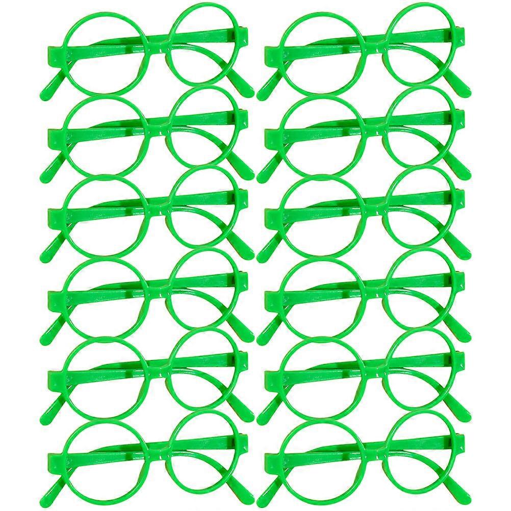 Photo Glasses Props Round Frames No Lens For Themed Birthday Parties 13.5X13CM Green 30Pcs