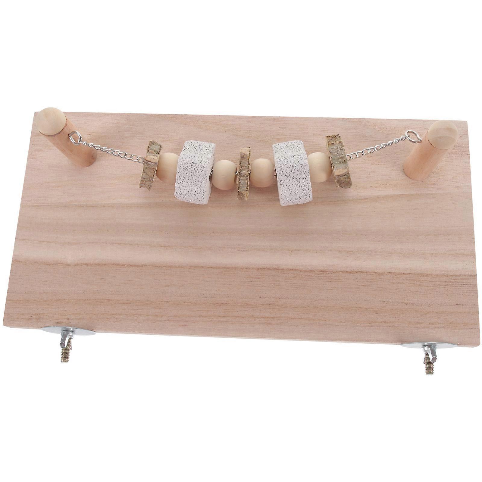 WearResistant Parrot Stand with Wooden Perch Platform for Cage Beige Color Stable and Smooth