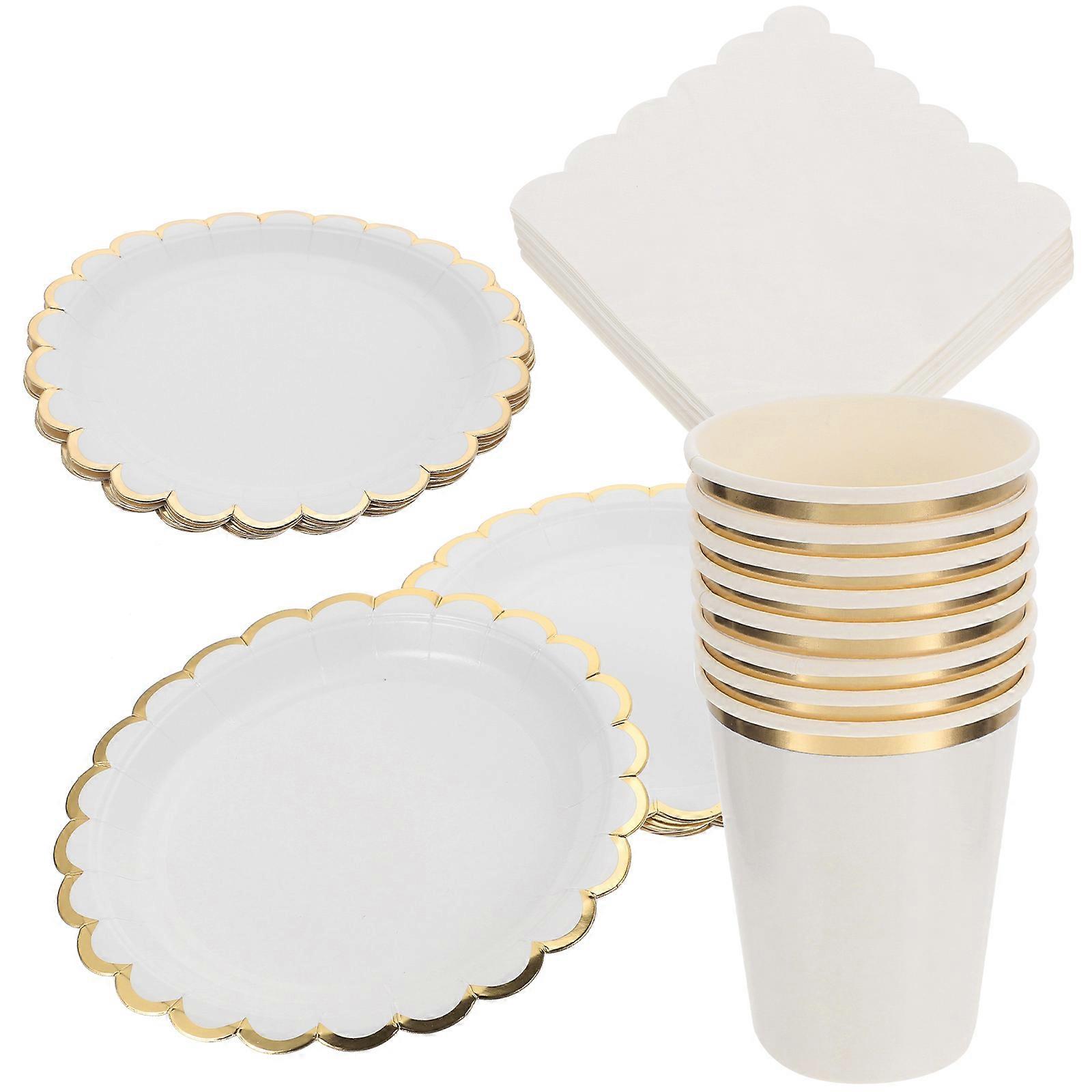Party Set with Lovely Design for Serving Foods at Parties White Paper Cups Kit