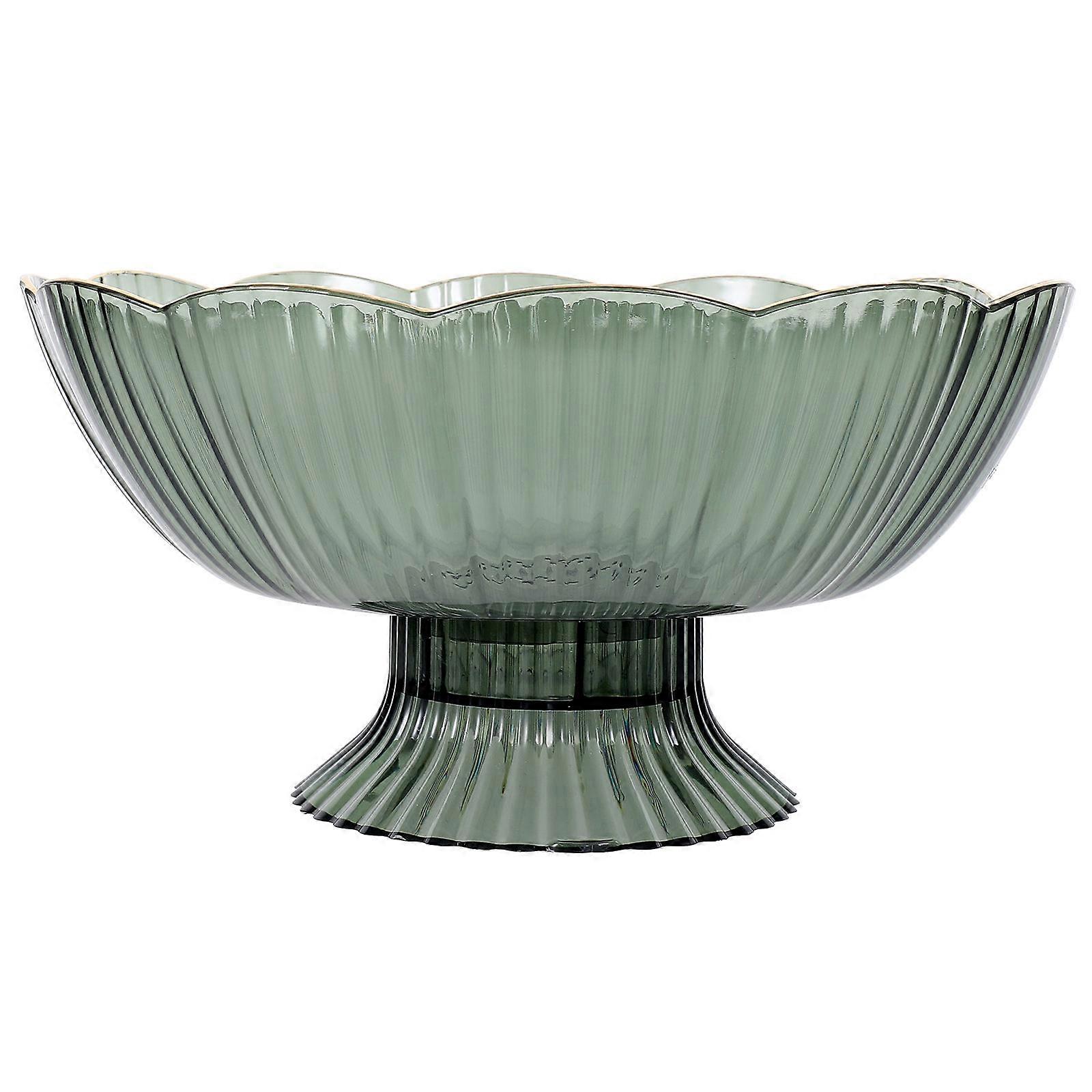 Green PET Fruit Plate with Draining Holes for Home Use Functional Dessert Holder Cake Tray