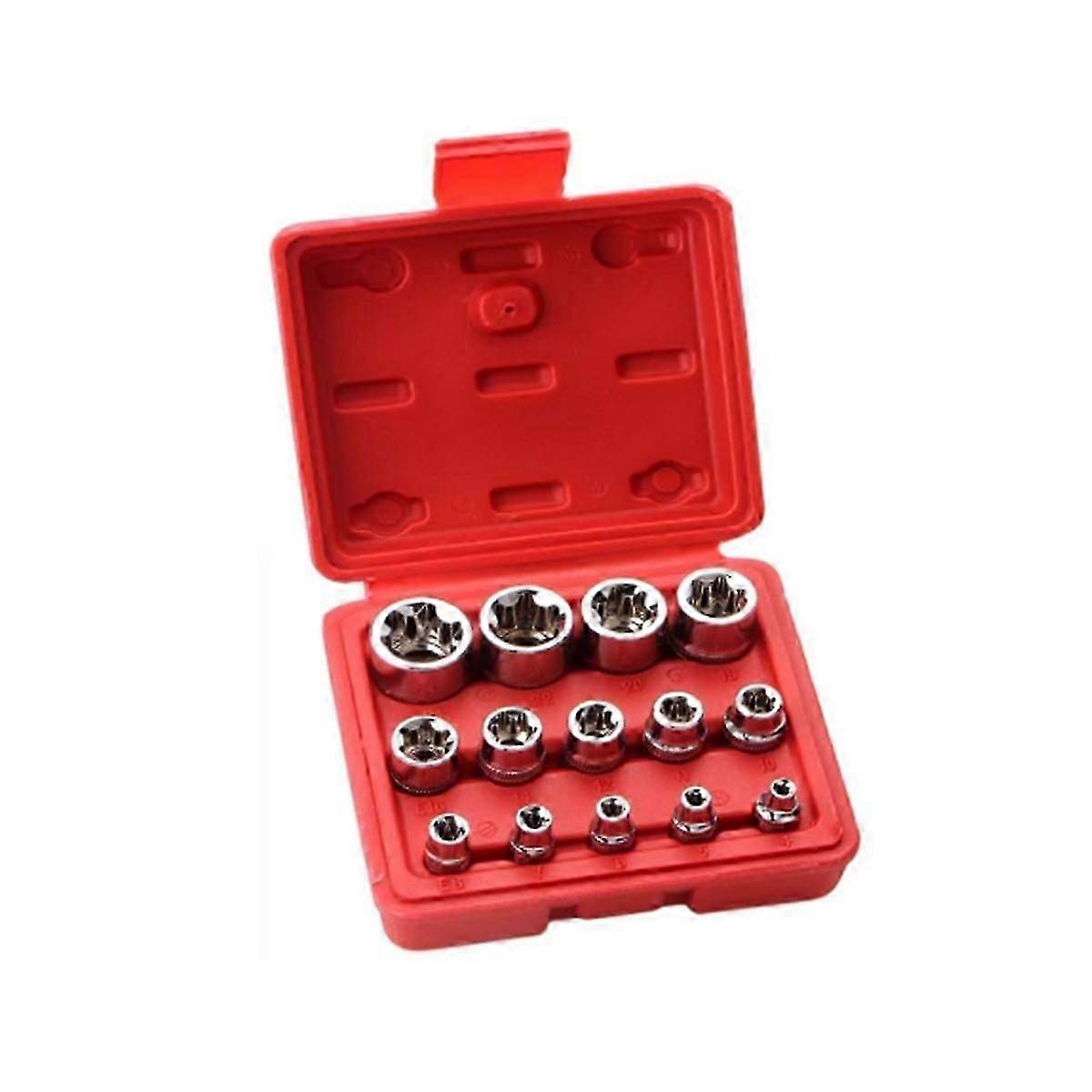 14Piece E-TORX Socket Set Premium Female Torx Socket Set, Star Socket Set, Torque Socket Set, Exter