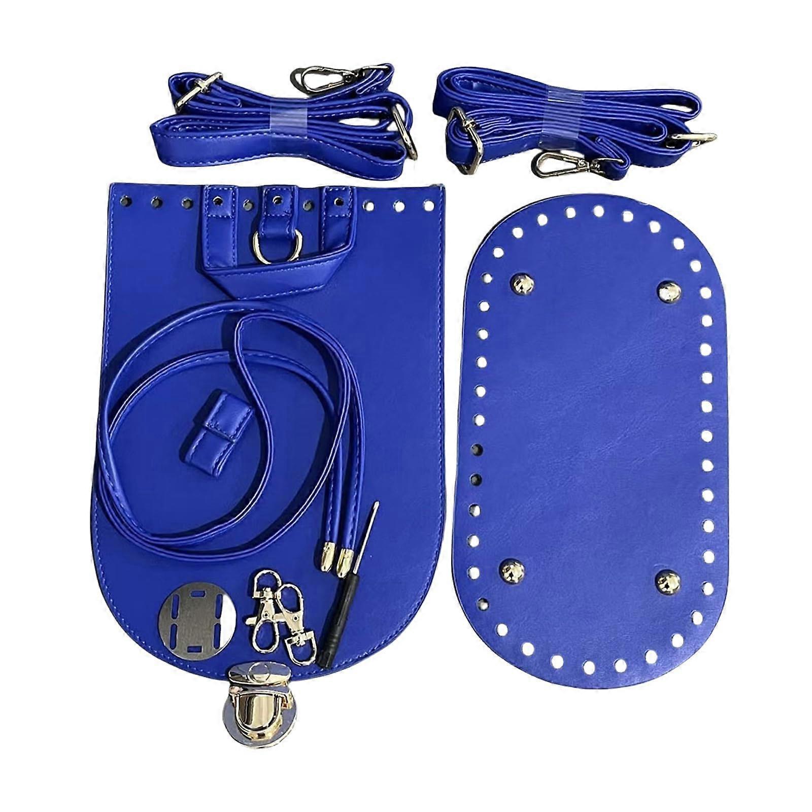 PU Leather Bag Bottom With Adjustable Strap - Crochet Supplies Kit For Backpacks, Wallets, Projects - Royal Blue