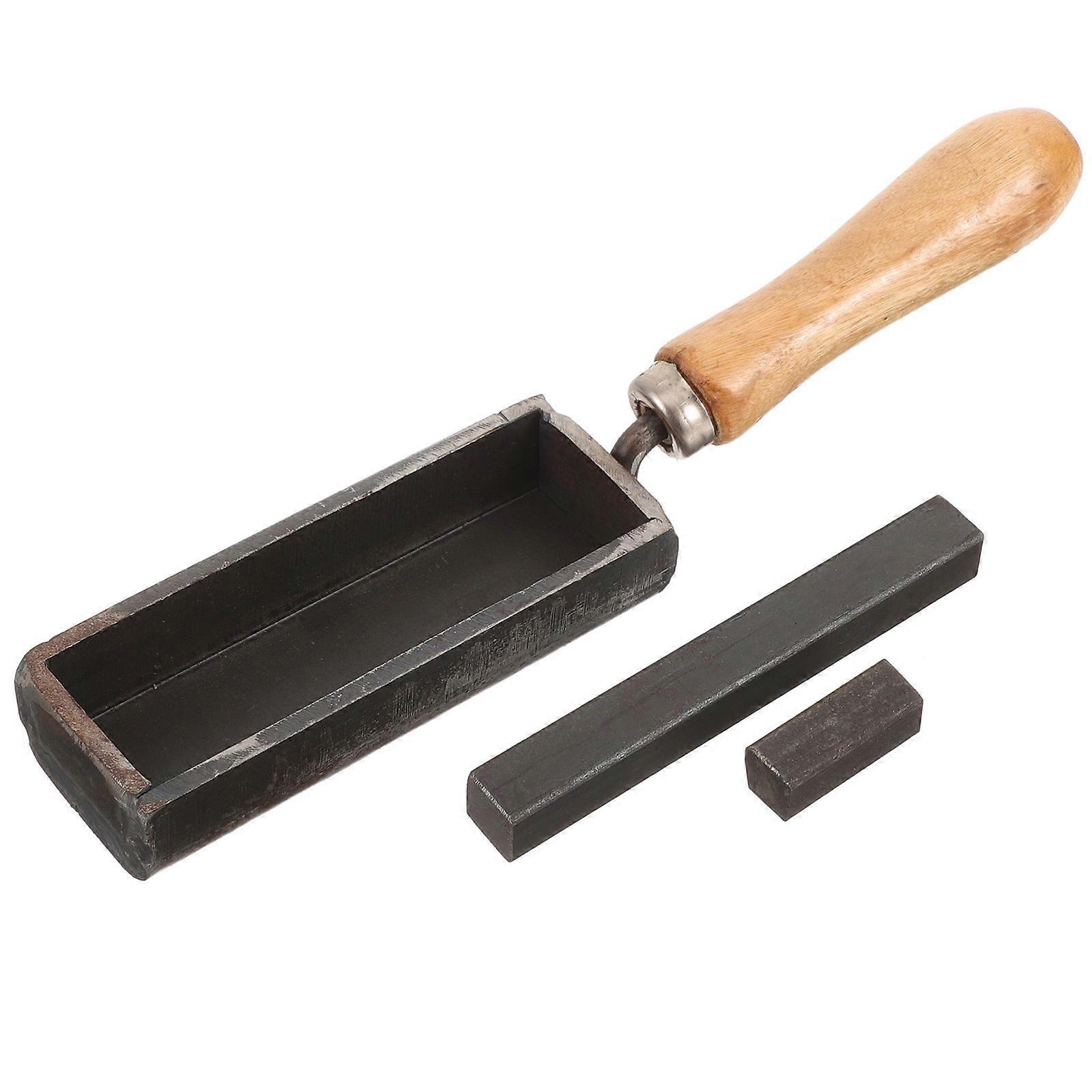 Strip Shape Ingot Mold for Melting and Casting Gold, Silver, and Metals – Durable Iron Groove Design with Handle for DIY Metalworking and Refining
