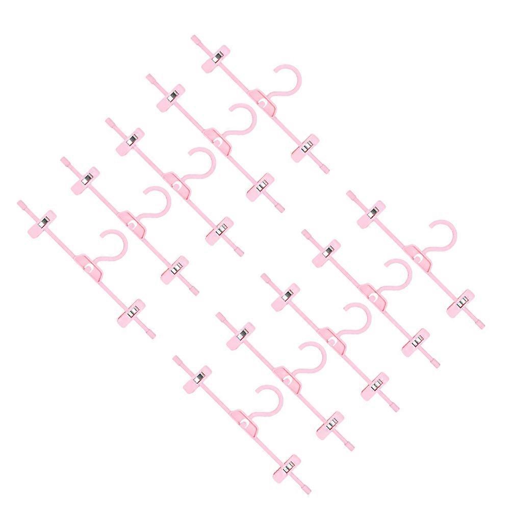 Plastic Pants Rack 10Pcs Adjustable Hanger For Home Use Pink Strong Anti-skid Design Wide Range Of Uses