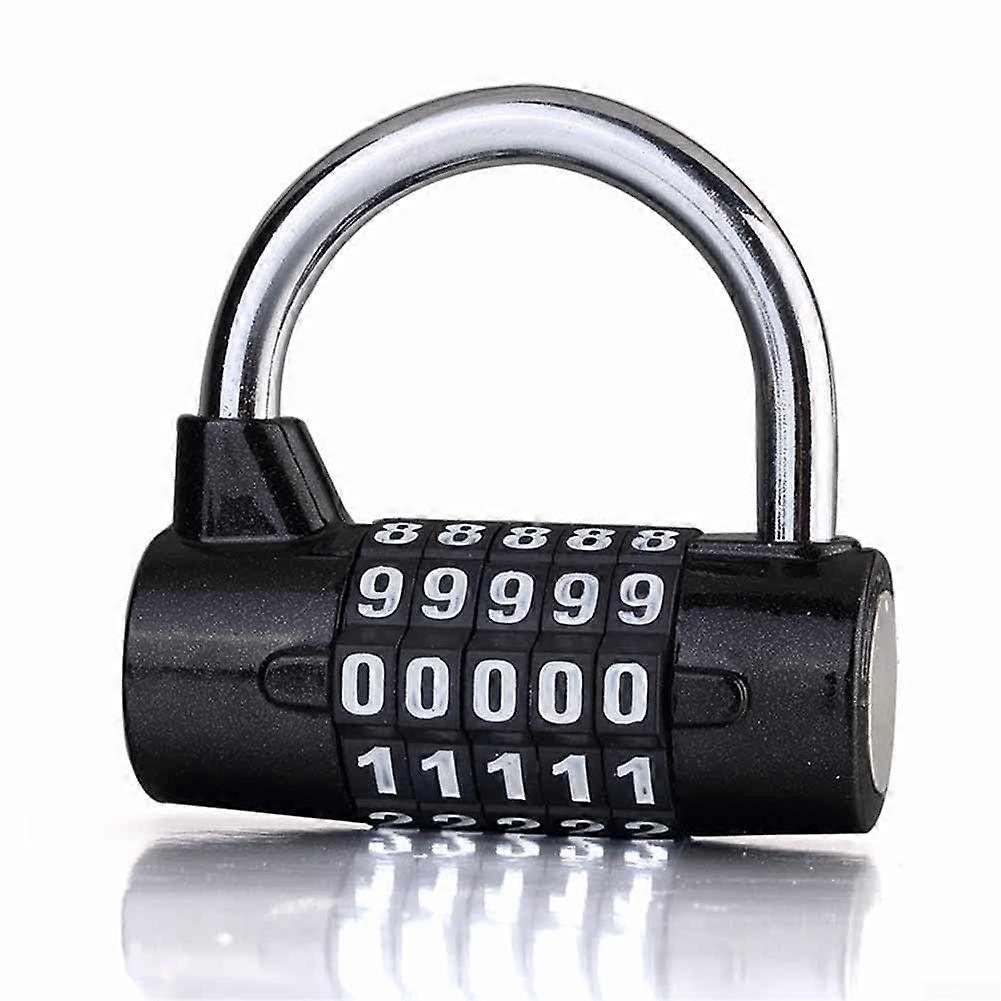 Robust zinc alloy padlock with 5digit combination for gym, reliable and secure storage access (black)