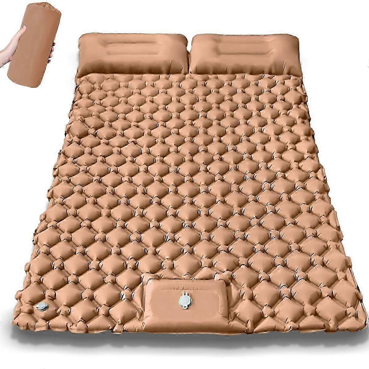 Self-Inflating Sleeping Mat for 2 People, 120 x 200 cm, Air Mattress Camping Double ISO Camping Mat for Tent, Ultralight with Pillow