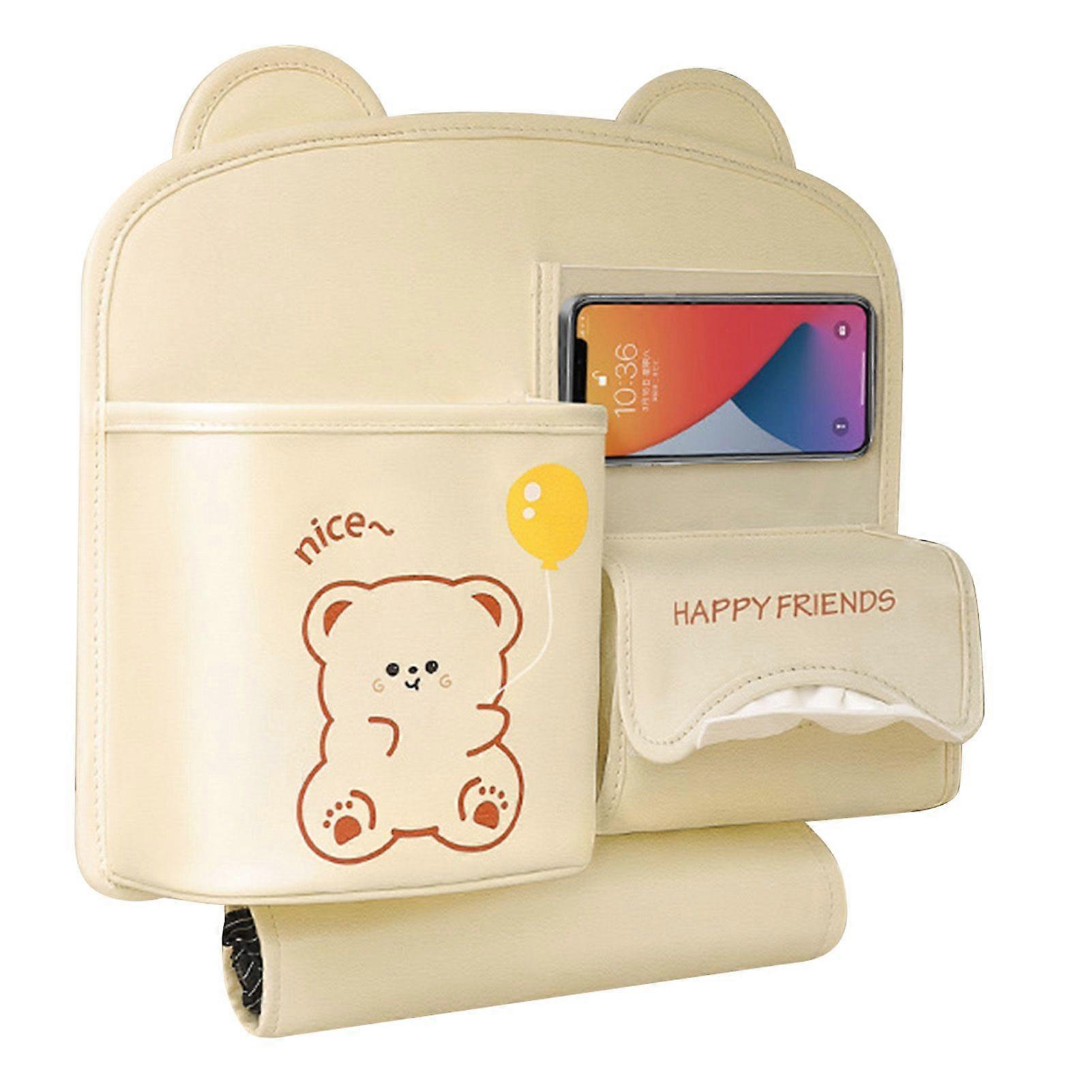 car organizer for backseat with phone bag and tissues box
