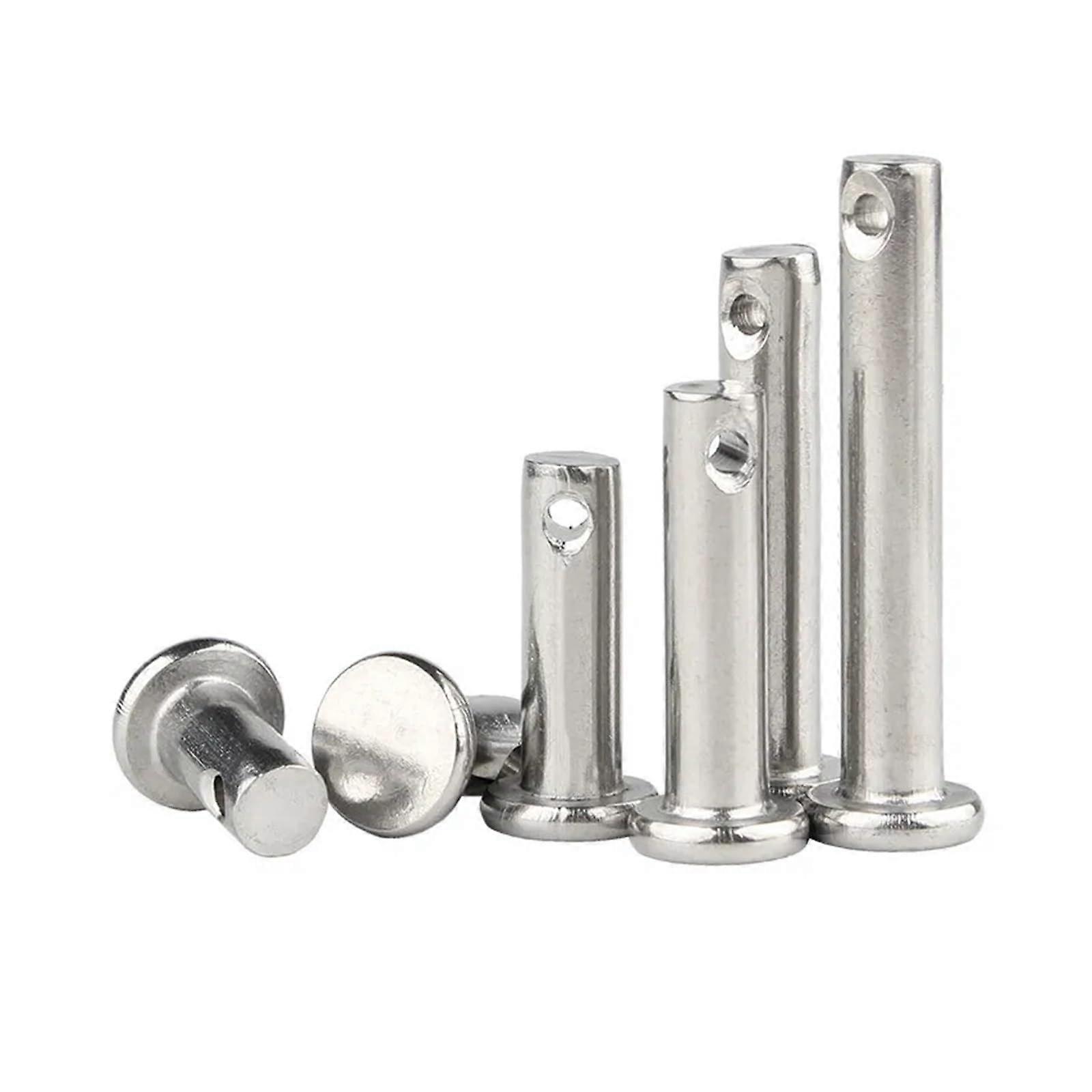 304 Stainless Steel M8 10mm Flat Head Pins with Hole Positioning, Cylindrical Fork Head Bolt, M3 M4 M5 M6 M8 M10 M12