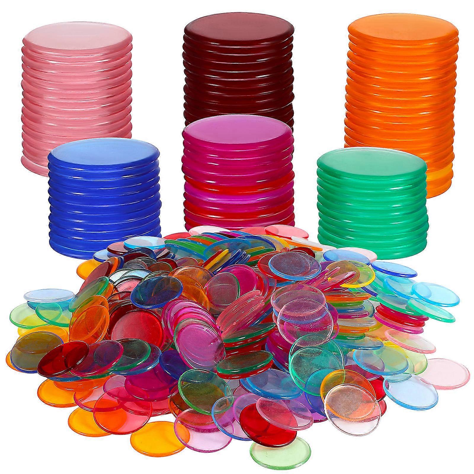 Assorted Color Plastic Counting Markers 500 Pcs Round Game Tokens for Students and Teachers in Learning Exercises