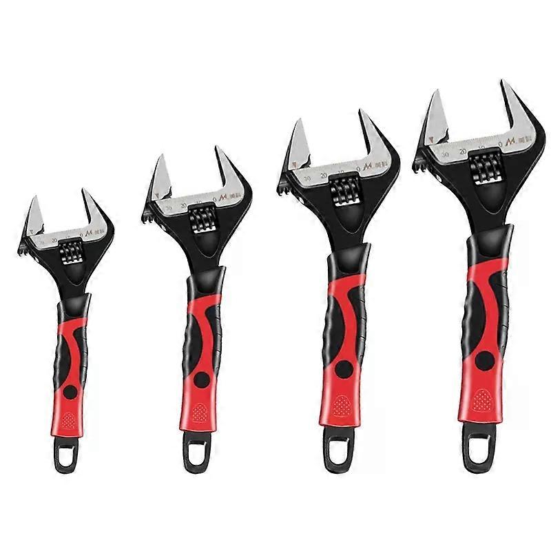 Short Handle Adjustable Wrench Large Opening Spanner with Precise Scale for Kitchen Bathroom Water Pipe Auto Repairing