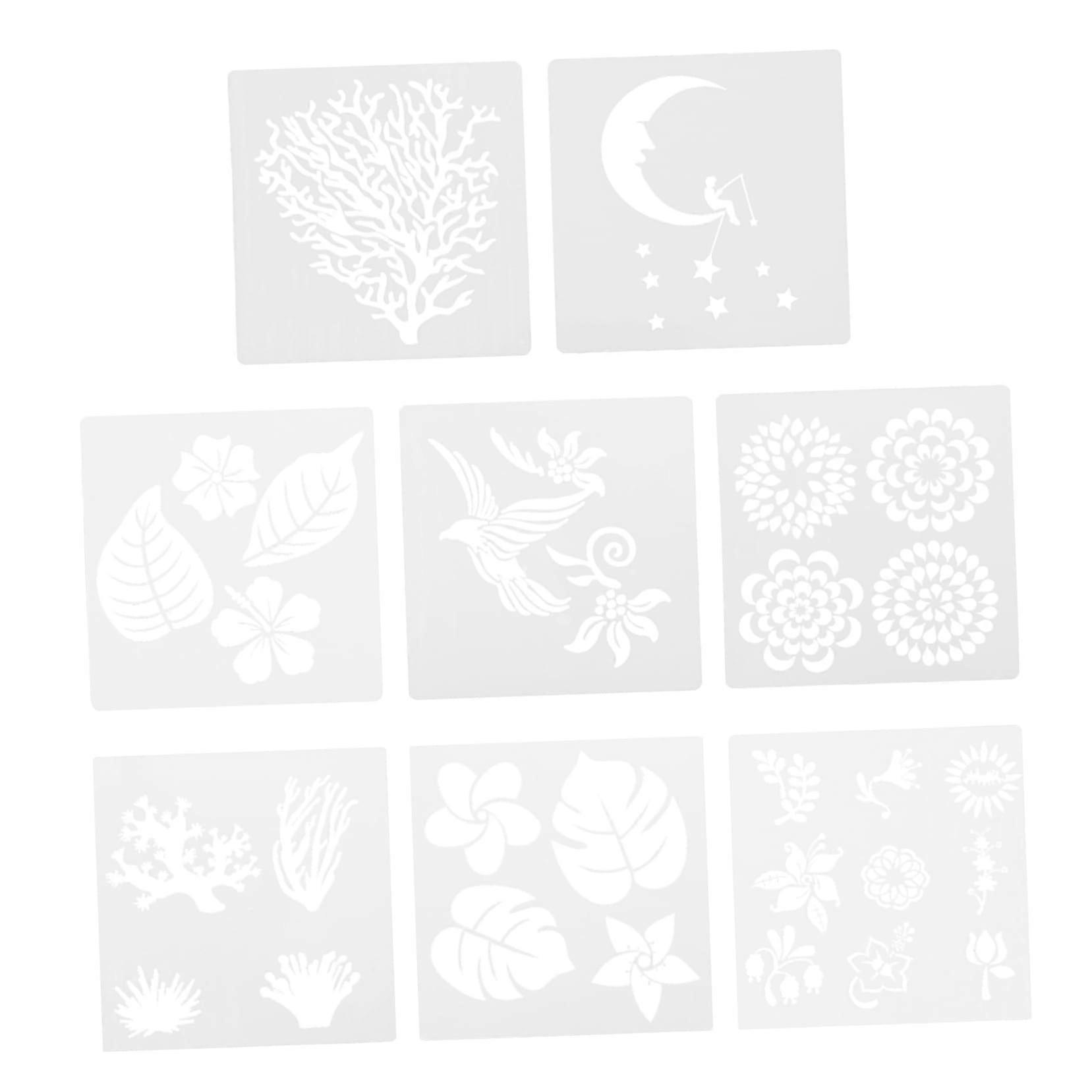 Reusable Stencil Templates 1 Set: Durable Washable DIY Craft Templates For Flower Patterns And Home Decor, 8 Pieces