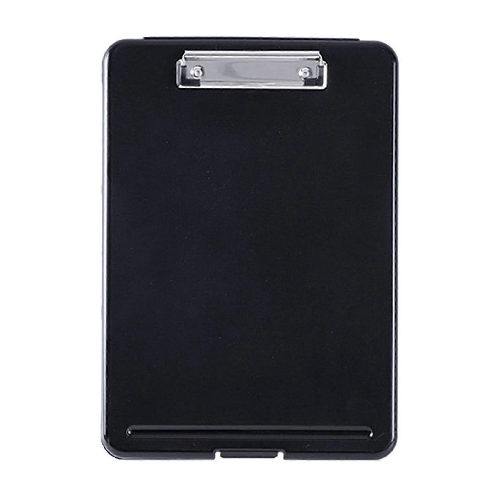 Plastic A4 File Box Document Folder Organizer with Writing Pad, Black, Durable Plastic, 30x22x5 cm, Office Accessories