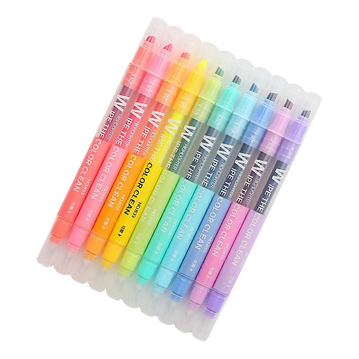 Pack of 10 Erasable Colour Markers and Highlighter Pens for Wipe-Clean Writing and Creative Projects