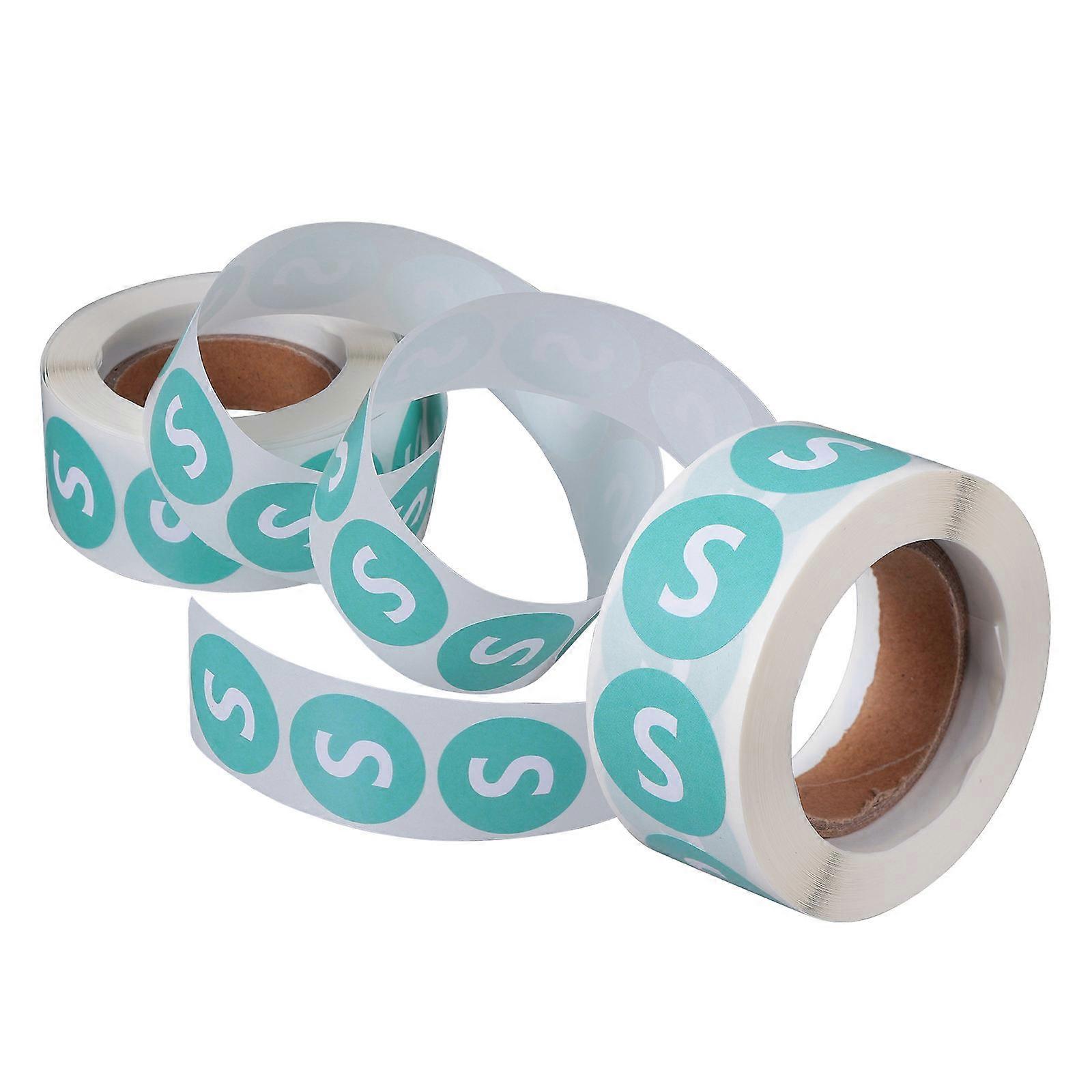 Round Clothing Size Sticker Labels for Decor in Green Color with Premium Quality and Solid Font Printing 2 Roll