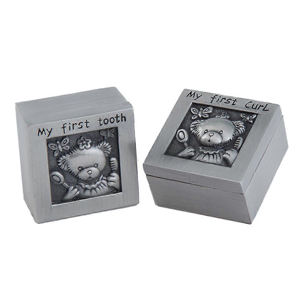 Metal Tooth Keepsake Box with Bear Memorial Organizer for Children's First Teeth and Hair Storage – Durable and Stylish Keepsake Solution