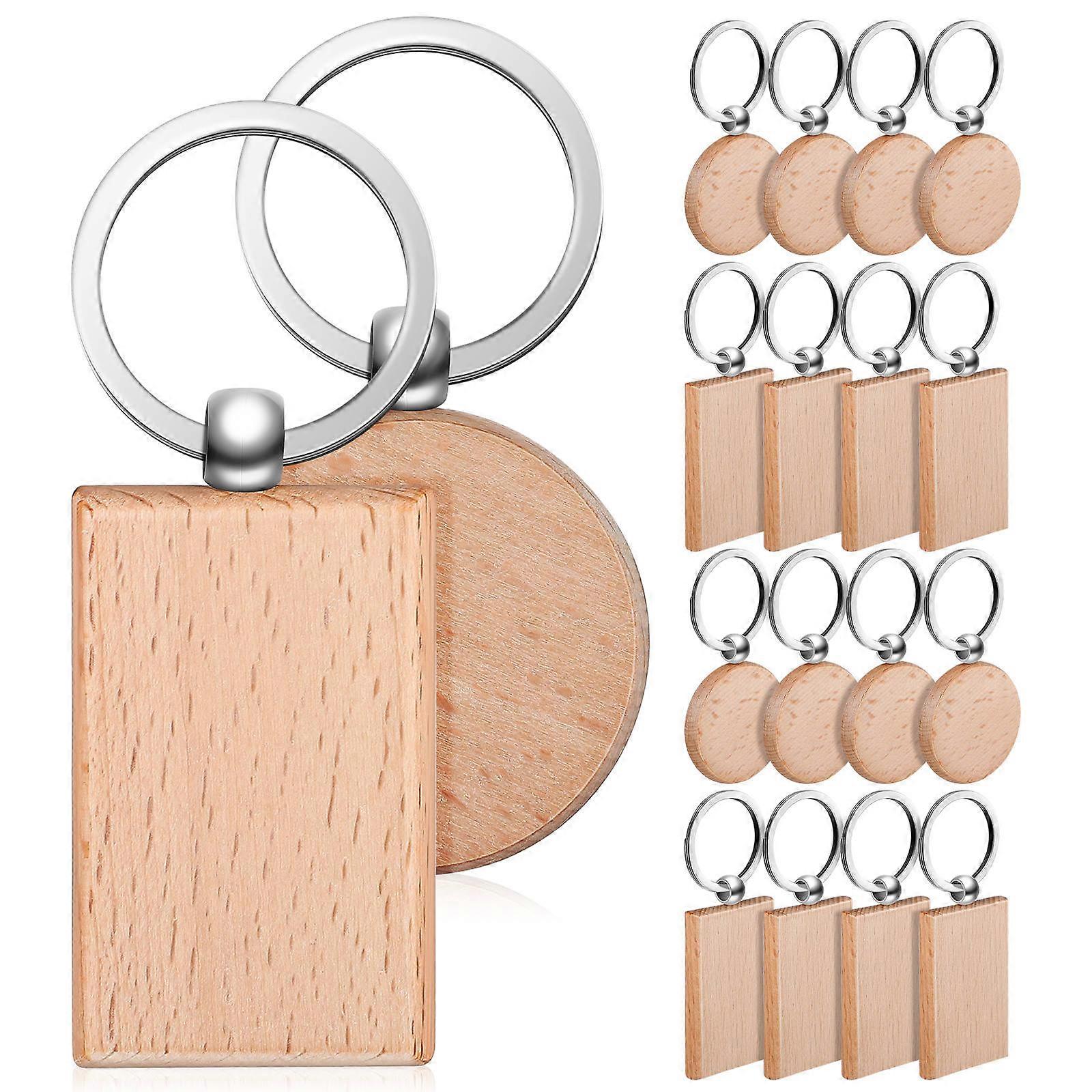 Wooden Key Ring 18Pcs Assorted Color Blanks with Versatile Uses