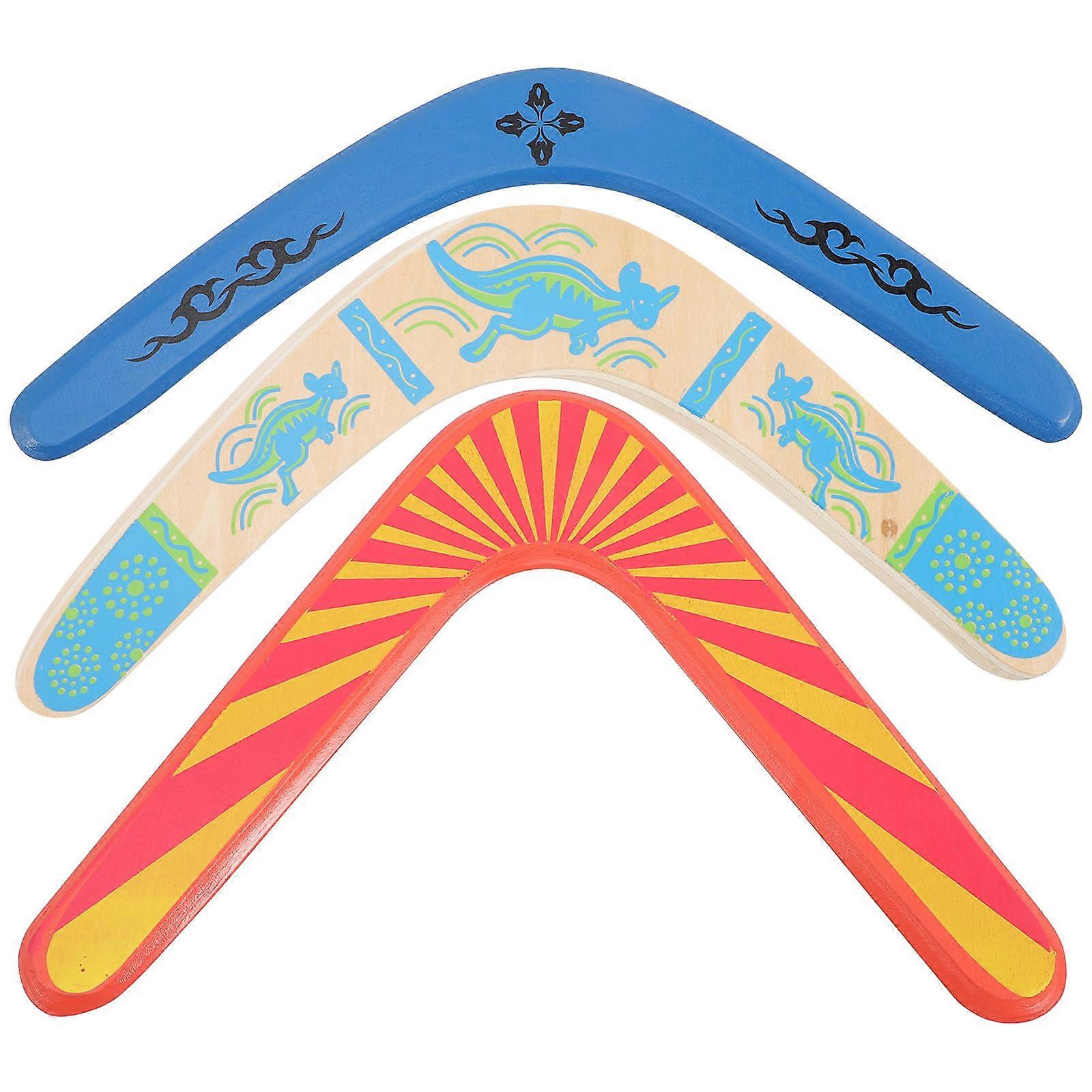 Wooden Boomerang For Kids Outdoor Activities Assorted Color 3Pcs Physical Coordination Exercise