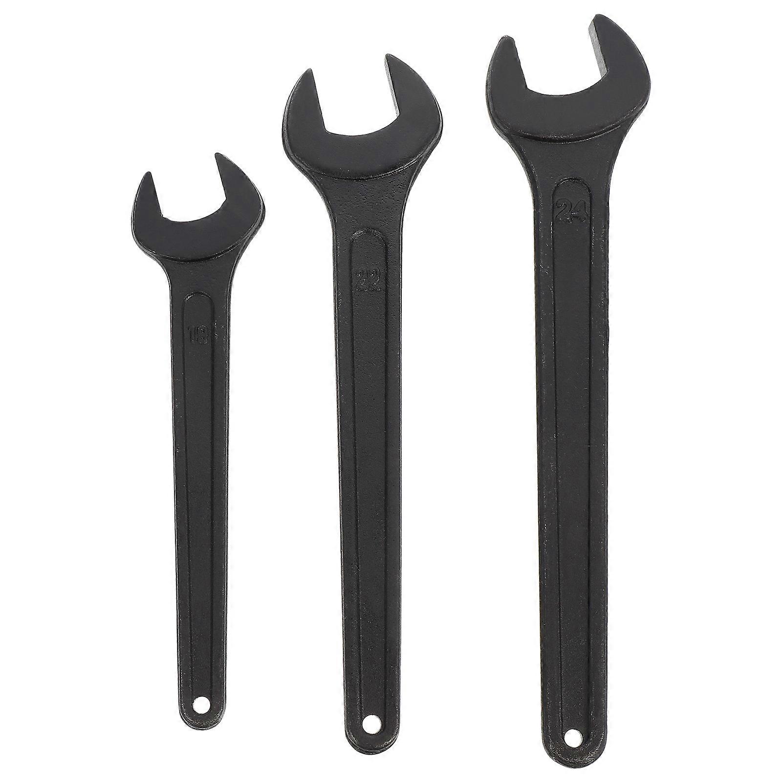 Open-End Wrench 3Pcs Black Durable Steel Single Head Spanner for Home Use