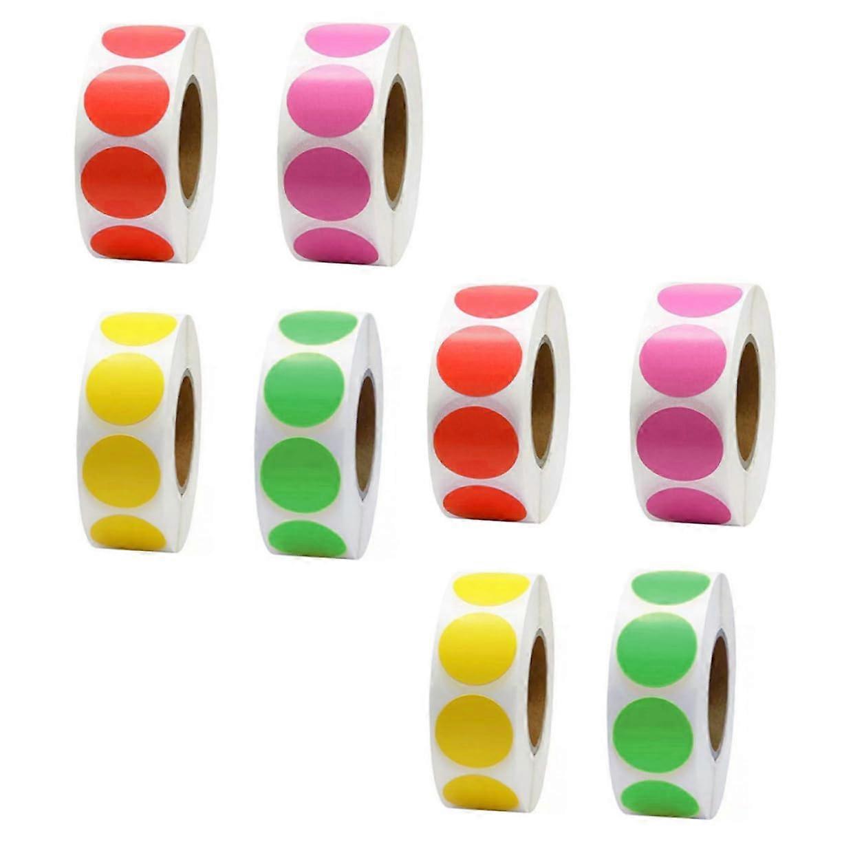 500 Round Dot Stickers - 8 Rolls of Adhesive Dot Labels for Office, School, Storage, and Crafting Projects