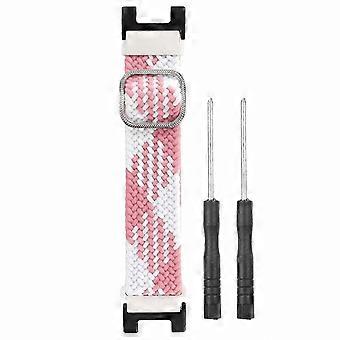22mm Elastic Nylon Watch Strap - Soft Breathable Replacement Band for Outdoor Sports Smartwatch, Compatible with Amazfit T-Rex, Pink and White