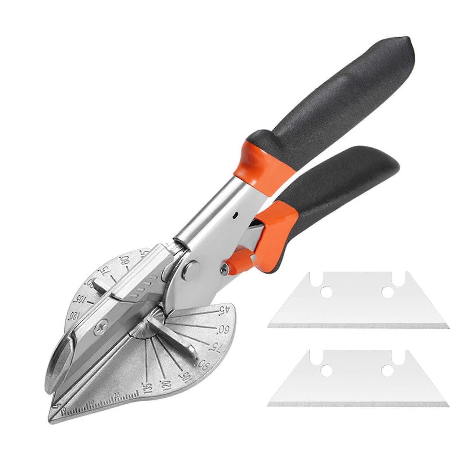 Miter Scissors Multi-Angle 45-135 Degree for Soft Wood, PP, PVC, Includes 2 Replacement Blades, Multifunctional Design