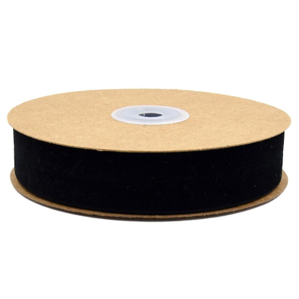 1 Roll of 2.5CM Width Non-elastic Clothes Accessories Ribbon Gift Wrapping Flocking Ribbons DIY Decorative Strap Ribbon Band for Home Shop (Black)