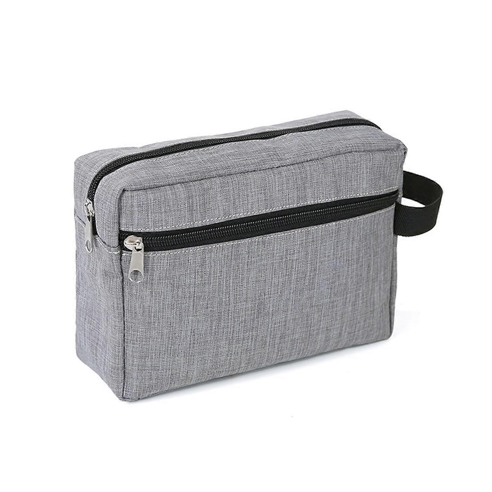 Portable Double Layer Cosmetic Bag Travel Storage Grey One Size
