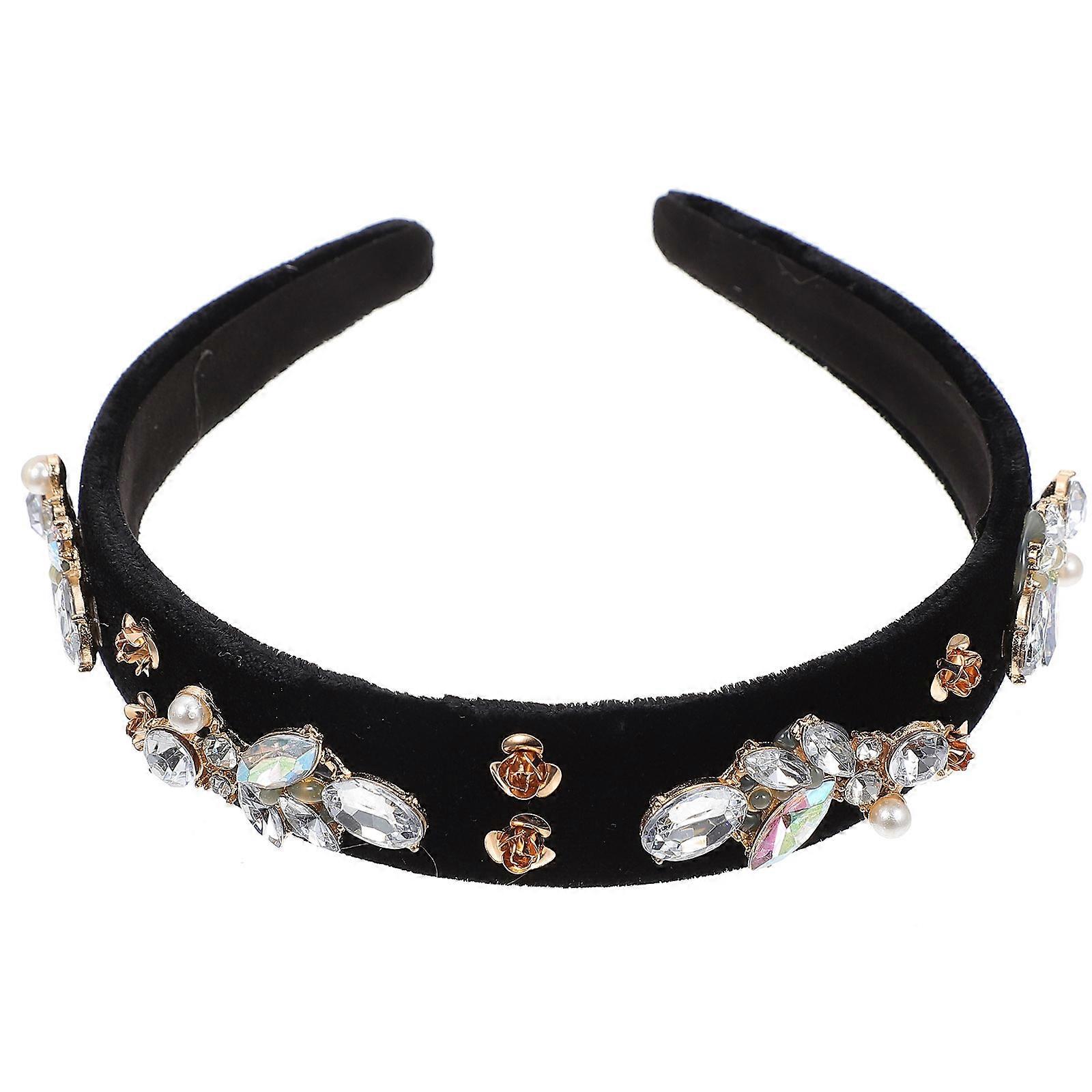 a polished and professional product description based on your input:
**Baroque Style Pearl & Rhinestone Hairband – Elegant Headdress for Brides &