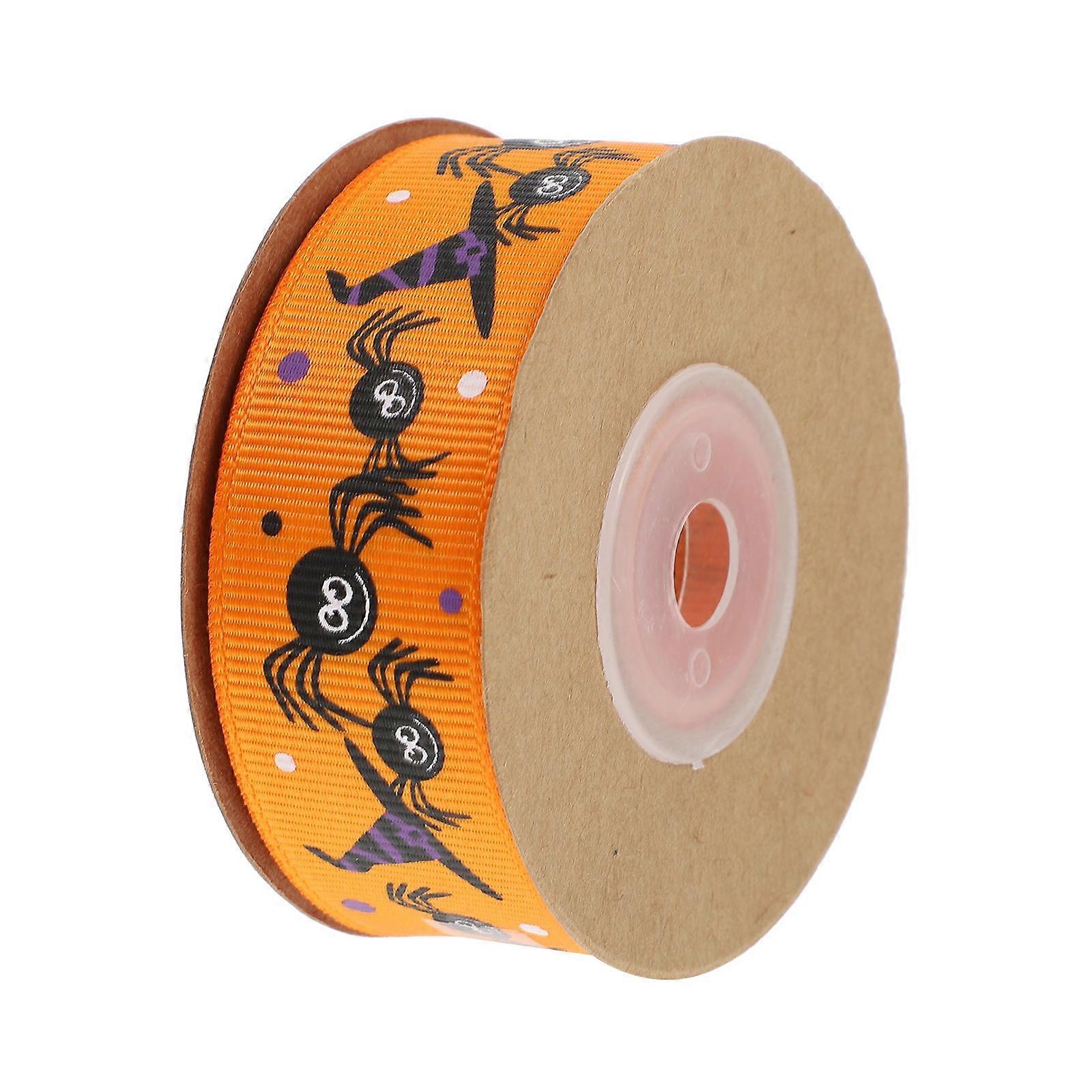 Halloween Ribbon Decorative Ribbon for Gift Box Decoration Orange Polyester for Gift Wrapping 1 Roll