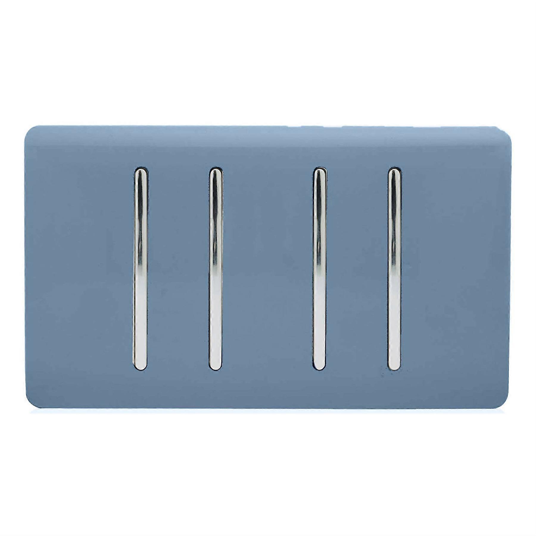 Trendi Artistic Modern Glossy 4 Gang 2 Way  Rocker Double Plate Tactile Light Switch Sky