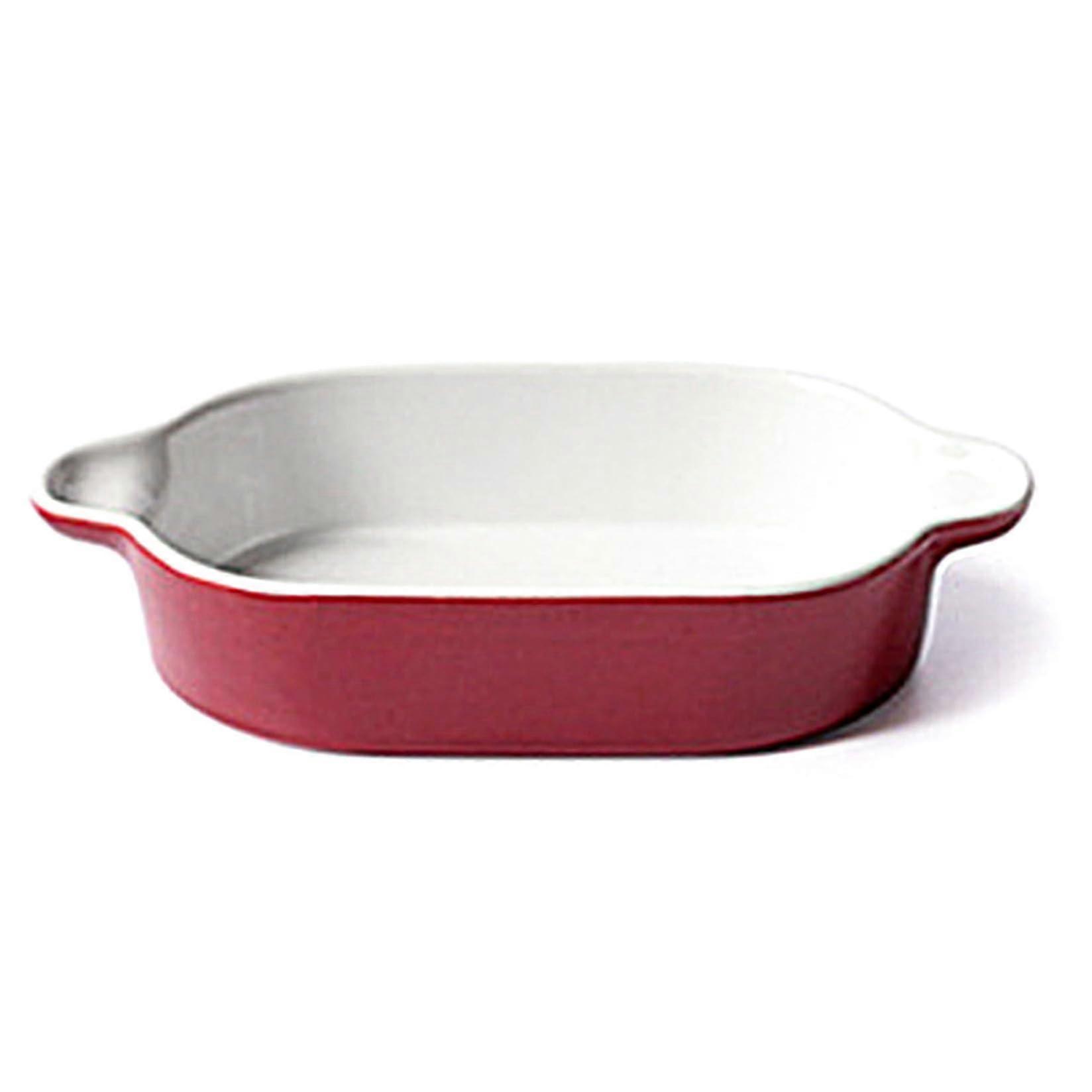 Ceramic Baking Dish Heatresistant Lasagna Pan with Handles for Roasting Red