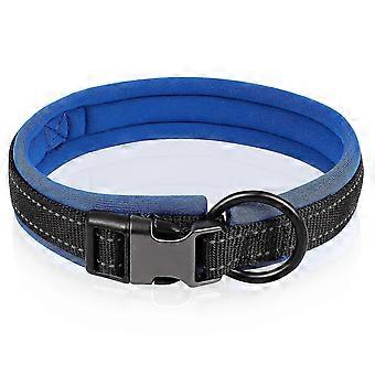 Collier de chien réfléchissant Boucle de sécurité réglable anti-perte Collier pour chiot Accessoire pour animaux de compagnie Taille L (bleu foncé)