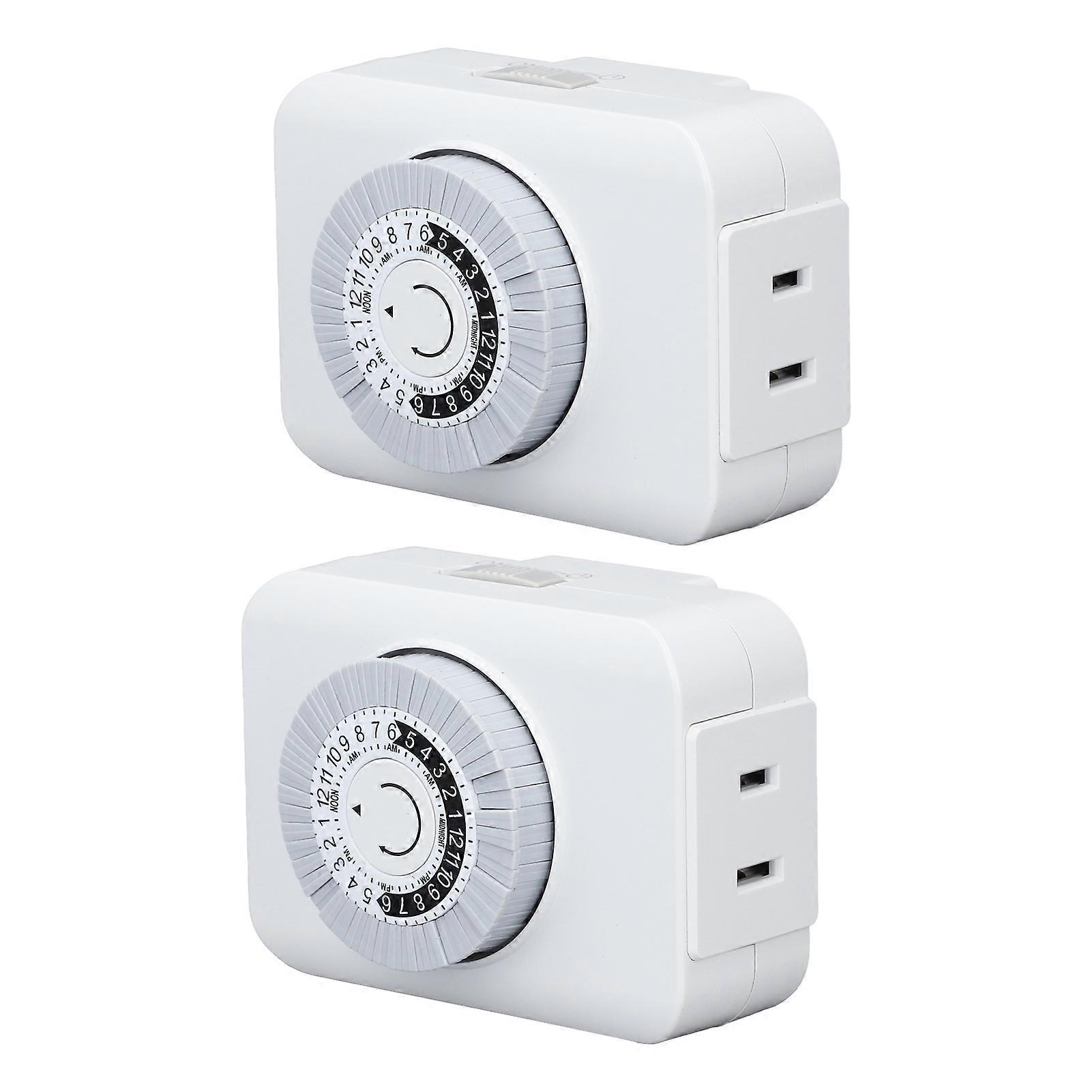 2PCS 15A Mechanical 24-Hour Outlet Timers for Kitchen Use