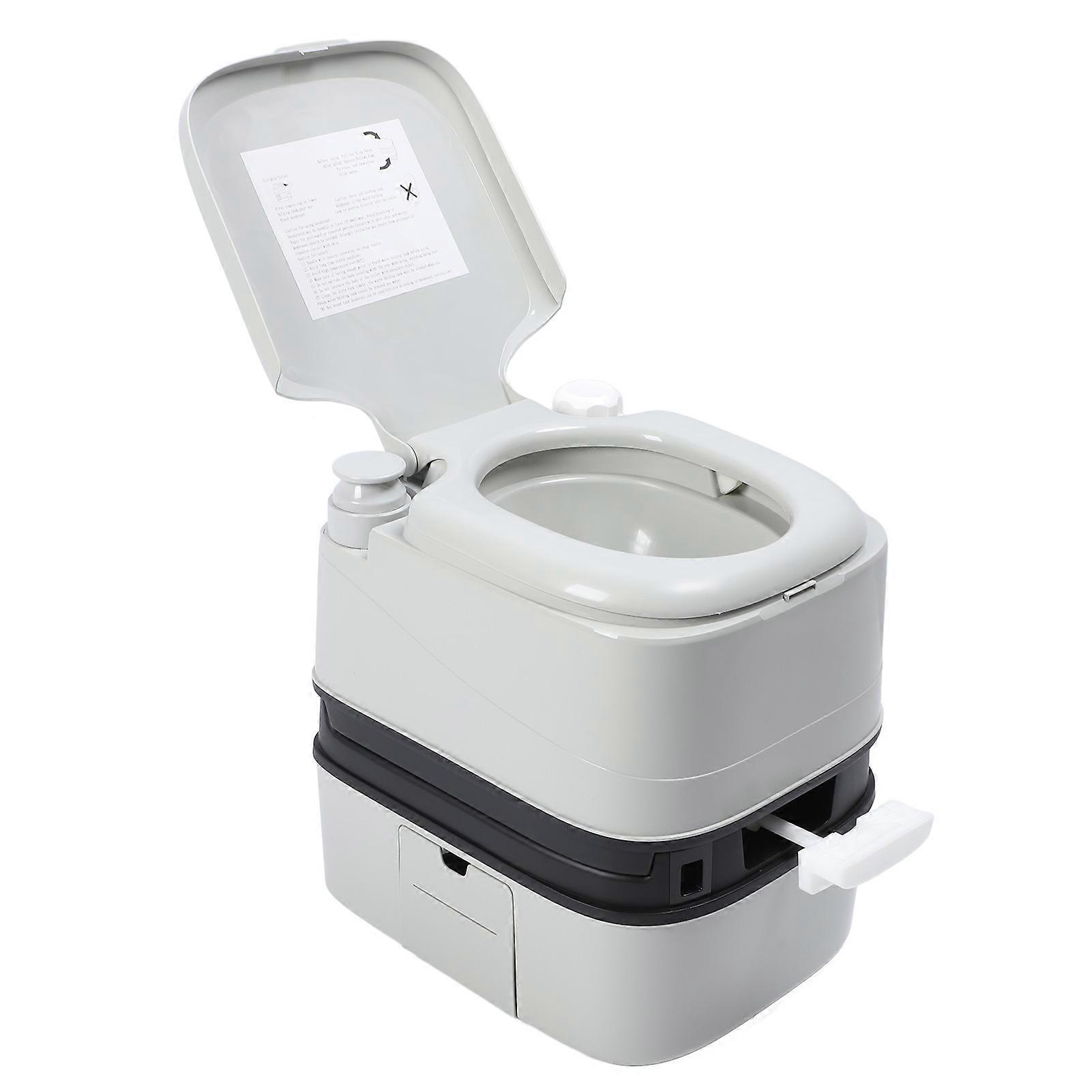 6.3 Gallons Portable RV Toilet with Piston Pump, Dual Flush Gray