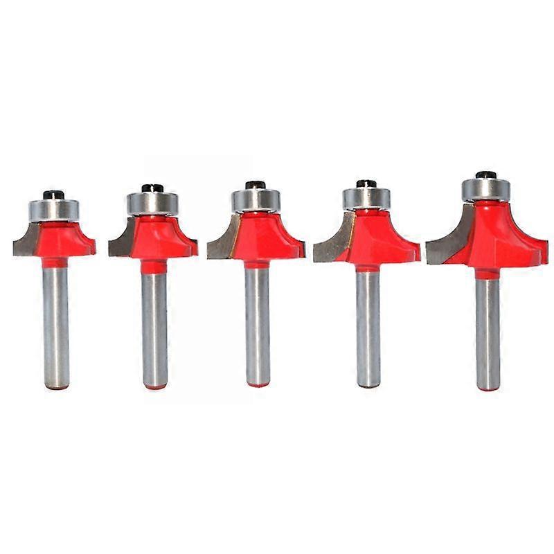 5Pcs 6mm Round Over Router Bit with Cleaning Flush Milling Cutter for Wood Woodworking Tool