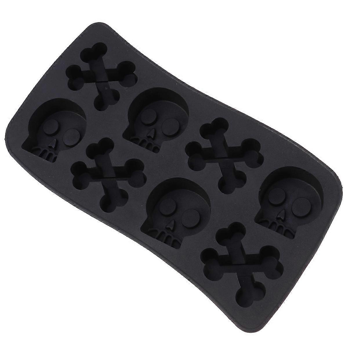 Skull Shape Ice Maker Perfect For Halloween Party Bar Use Black 20x11x2.2cm Freeze 1PC